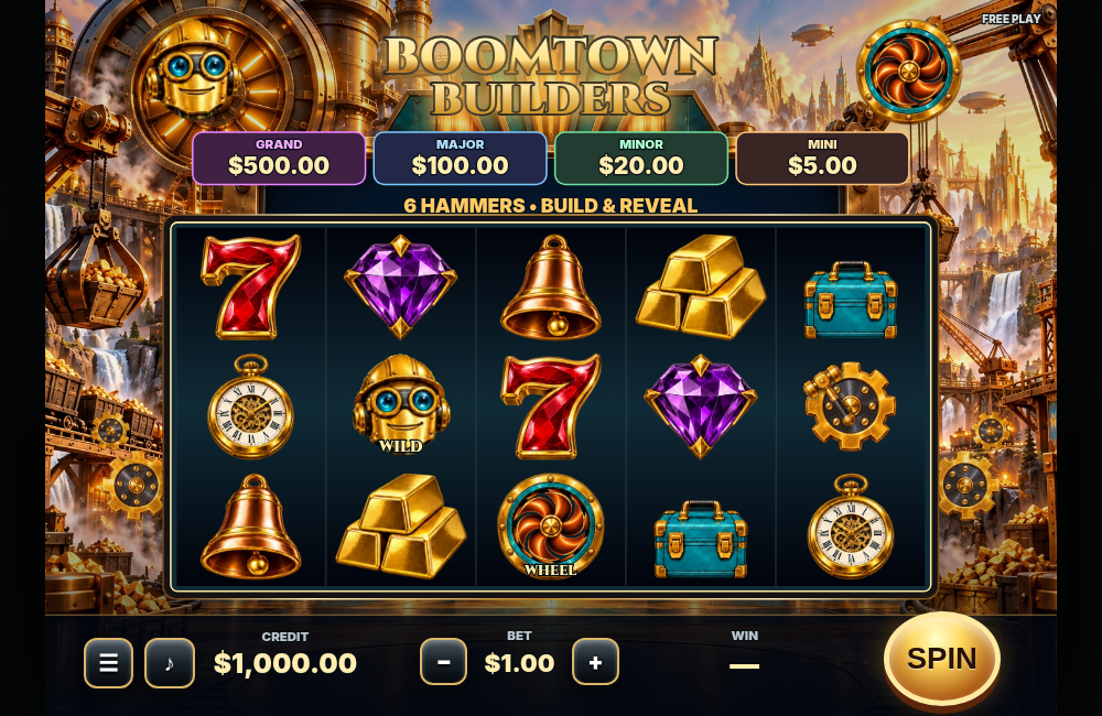 Boomtown Builders game artwork and screen
