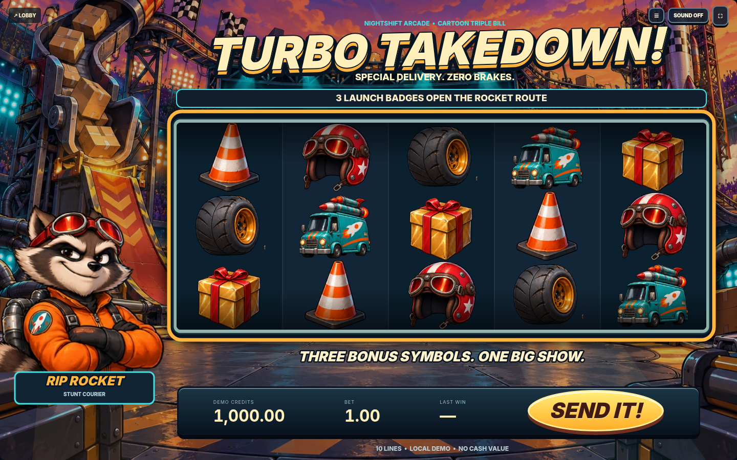 Turbo Takedown! game artwork and screen